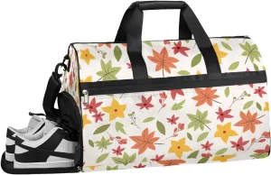 Autumn Fun Decor Gym Bag for Women Duffle with Shoes Compartment Men Weekender Duffel Bags for Travel Sports Swimming Overnight Dance