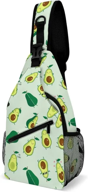 Avocado Fruit Sling Backpack Mans Woman Crossbody Backpack Chest Bag Cycling Daypack Travel Bag Small Cross Body Bags Leisure Backpacks