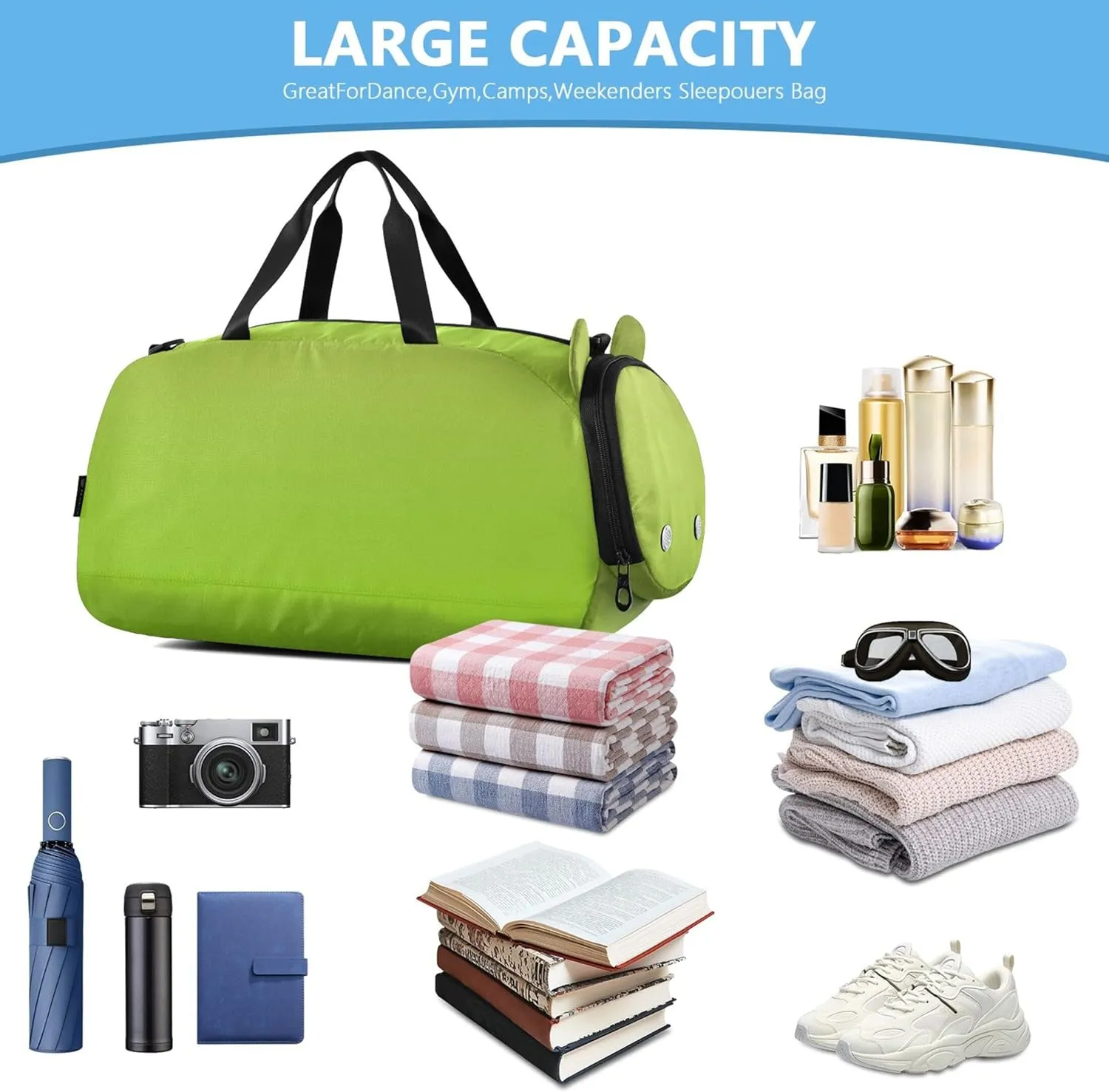 Avocado Green Fruit Gradient Carry on Duffel Bag for Boys Toddler Weekender Bags Girls Duffle Bags Travel Tote Shoe Compartment