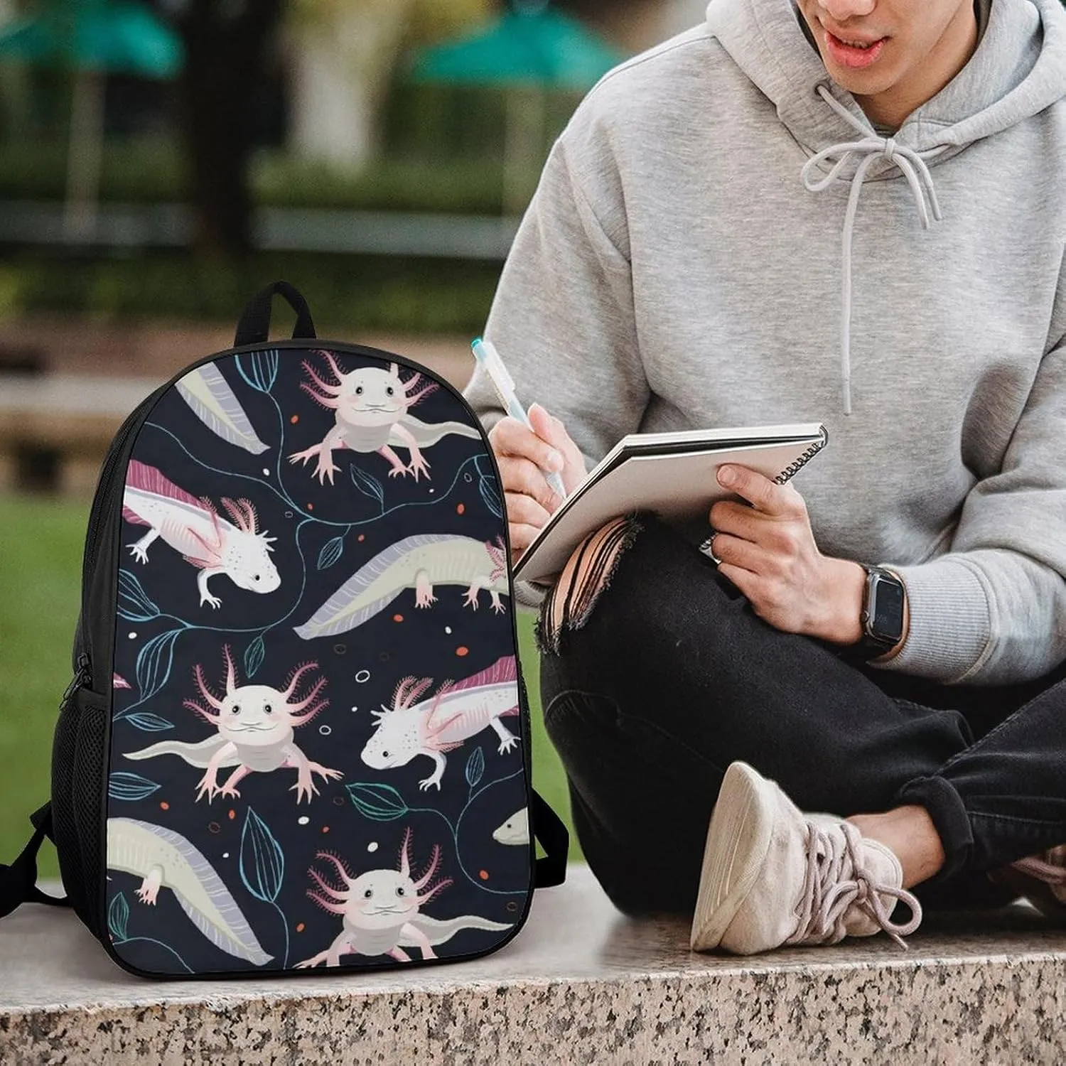 Ax Olotl Backpack Lightweight Waterproof Backpacks Laptop Backpack for Unisex Casual Travel Daypacks Large Capacity