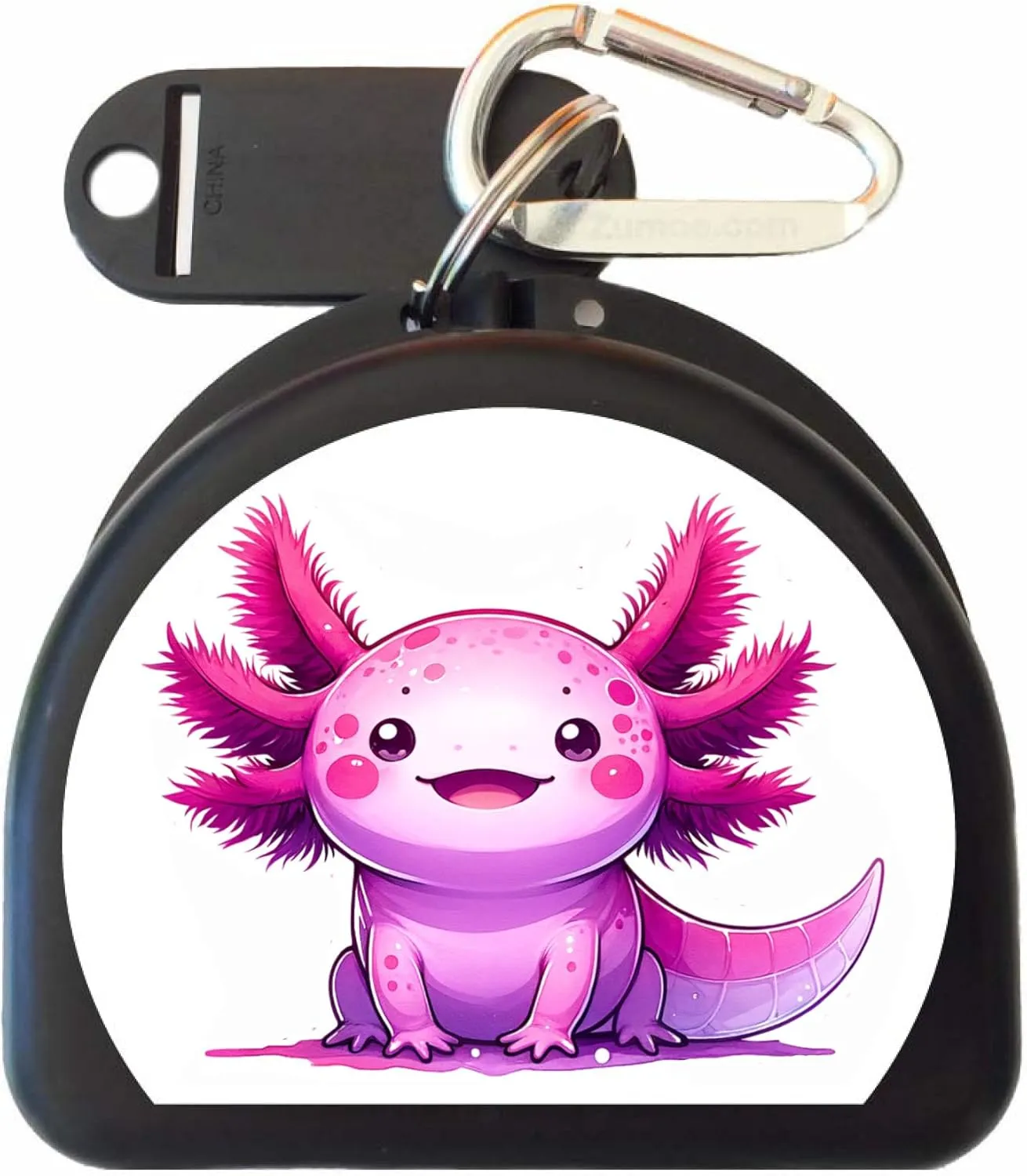 Axolotl Retainer and Mouthguard Case with Carabiner, Durable Mouthguard Case for Sports, Teeth Aligner Retainer Holder for Travel and Protection, Ideal for Secure Storage - Black
