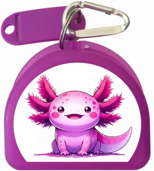 Axolotl Retainer and Mouthguard Case with Carabiner, Durable Mouthguard Case for Sports, Teeth Aligner Retainer Holder for Travel and Protection, Ideal for Secure Storage - Purple