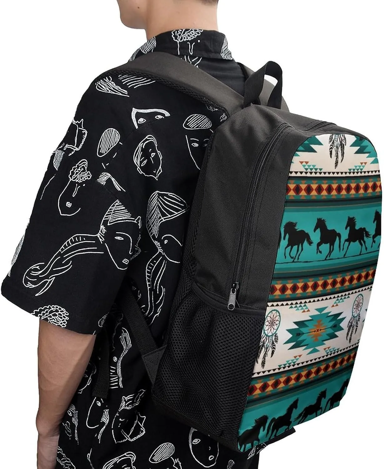 Aztec Tribal Horse Backpack Lightweight Waterproof Backpacks Laptop Backpack for Unisex Casual Travel Daypacks Large Capacity
