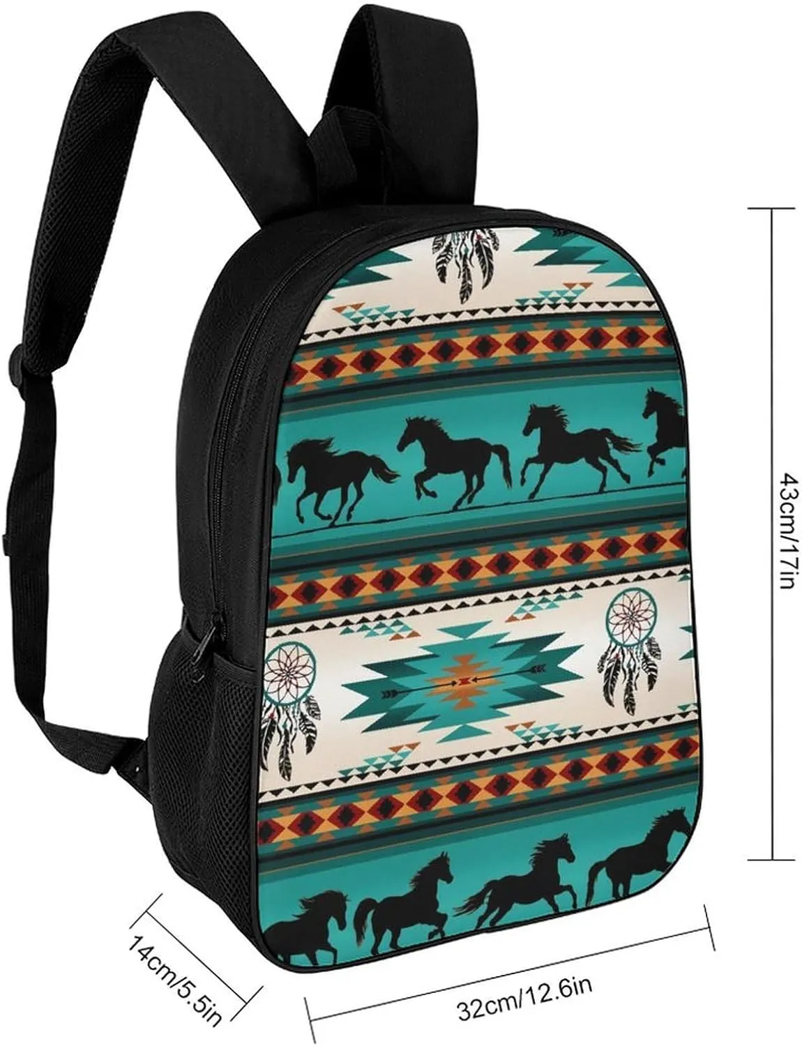 Aztec Tribal Horse Backpack Lightweight Waterproof Backpacks Laptop Backpack for Unisex Casual Travel Daypacks Large Capacity
