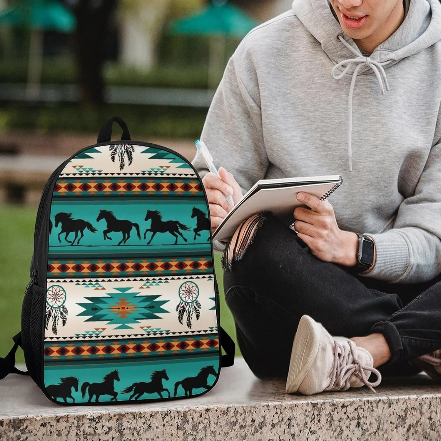 Aztec Tribal Horse Backpack Lightweight Waterproof Backpacks Laptop Backpack for Unisex Casual Travel Daypacks Large Capacity