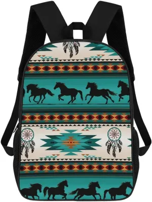 Aztec Tribal Horse Backpack Lightweight Waterproof Backpacks Laptop Backpack for Unisex Casual Travel Daypacks Large Capacity