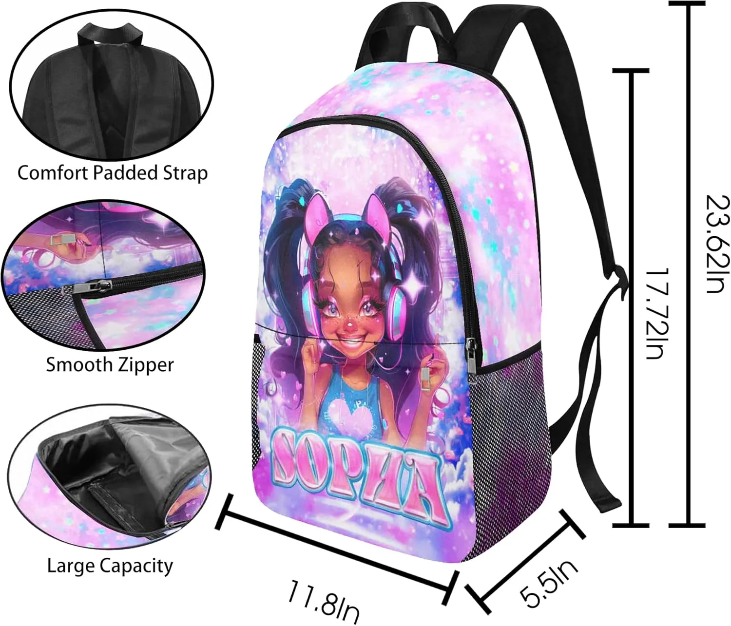 Back to School Personalized Backpacks for Girls Backpack and Lunch Box Set Gifts for Daughter Customized Kids Backpack Casual Unisex School Bags Custom Backpack Shoulders with Name, CASB077