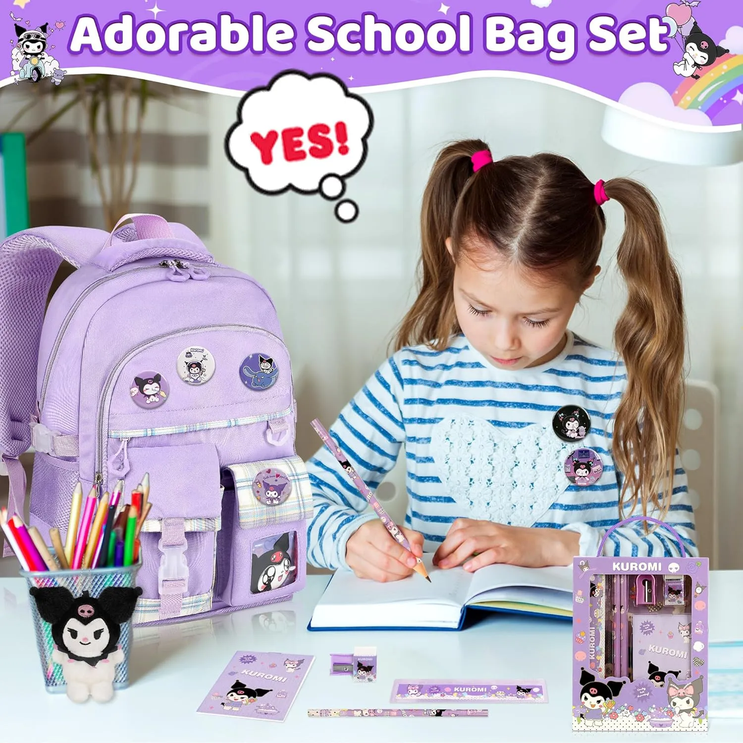 Backpack for Girls Anime Schoolbag Cartoon Backpack Laptop Bookbags