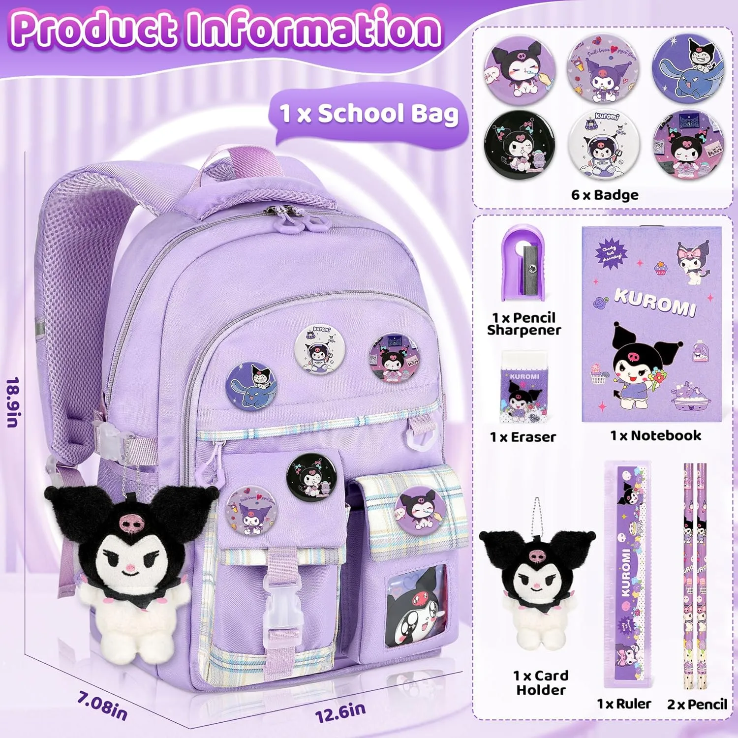 Backpack for Girls Anime Schoolbag Cartoon Backpack Laptop Bookbags