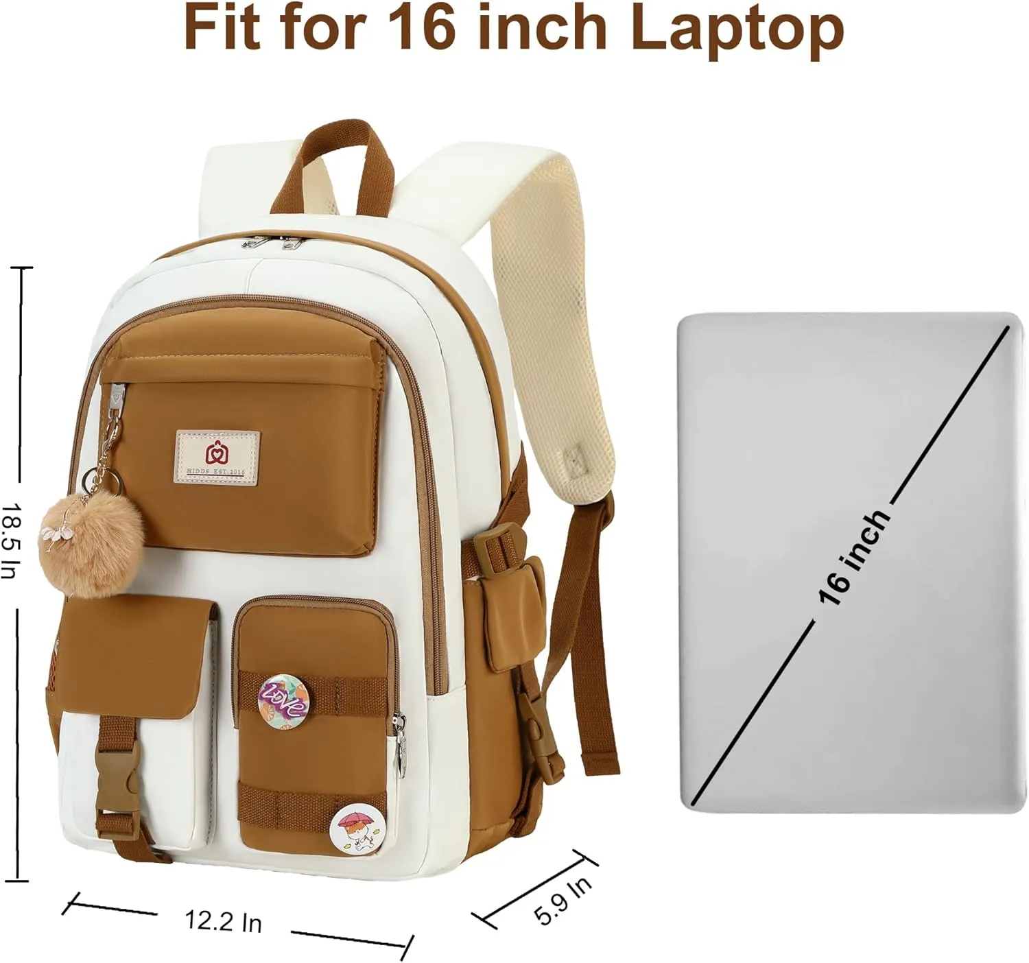 Backpack for Girls,School Backpack Women College Laptop Backpacks Teens Bookbag Kids Elementary Middle High School Bag Student Travel Daypack-Khaki Beige