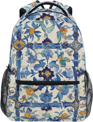 Backpack for Men and Women Waterproof Diaper Bag Backpack with Chest Strap for College Work Bohemian Boho Vintage Style Flower