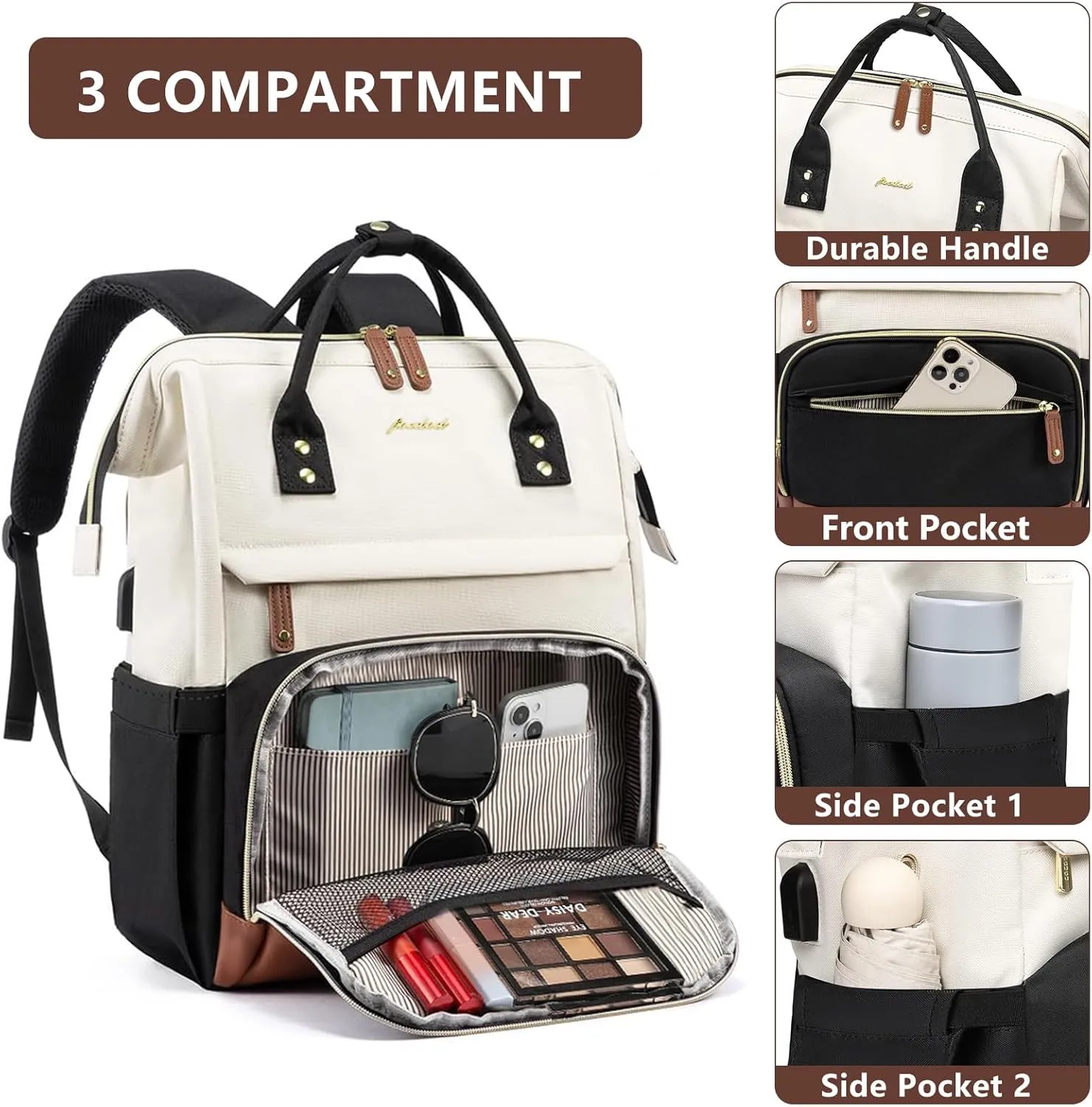 Backpack for Women 17 Inch Laptop Backpack Work Business Backpacks Purse Waterproof Computer College Carry on Backpacks Nurse Bag Backbag Casual Daypack for Travel Black