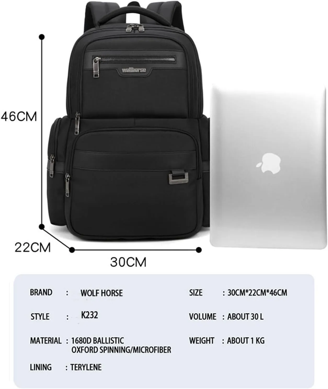 Backpack Men's Multilayer Backpack Business Casual Bag Large Capacity Multifunctional Computer Bag,waterproof, fits 15.6inch notebook(Black)