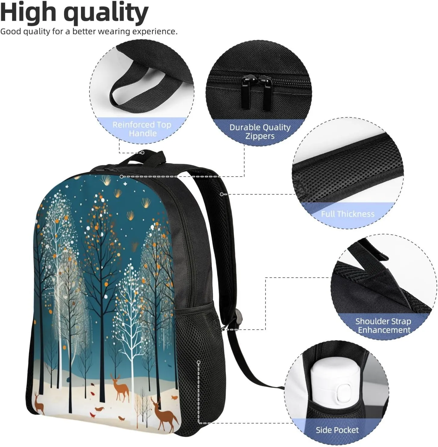 Backpack Merry Christmas Birch Tree Travel Casual Laptop Backpack Waterproof Hiking Daypack For Men Women