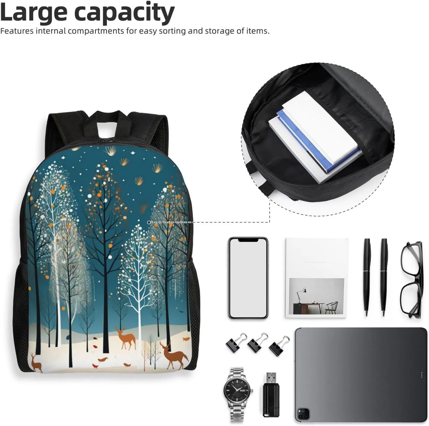 Backpack Merry Christmas Birch Tree Travel Casual Laptop Backpack Waterproof Hiking Daypack For Men Women