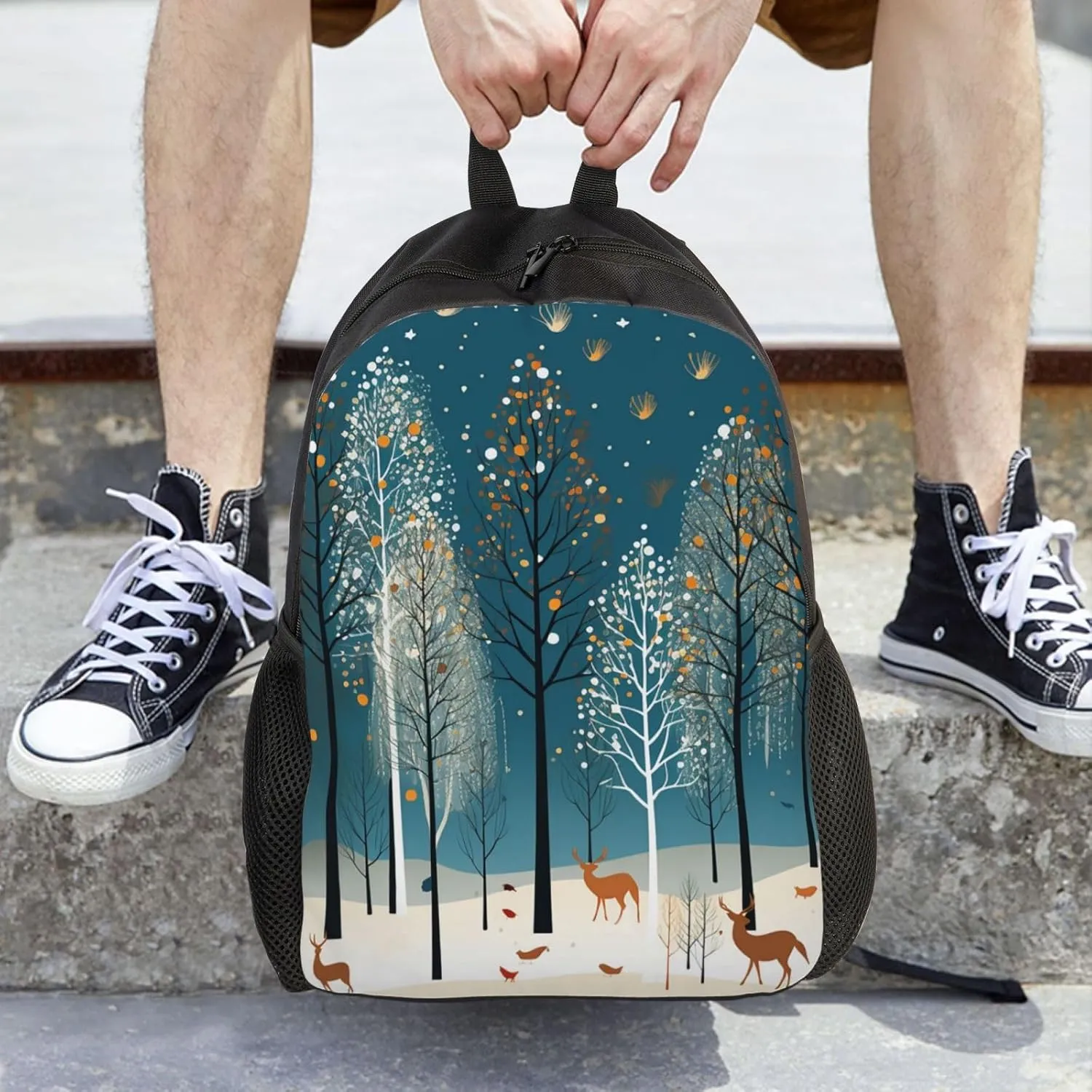 Backpack Merry Christmas Birch Tree Travel Casual Laptop Backpack Waterproof Hiking Daypack For Men Women