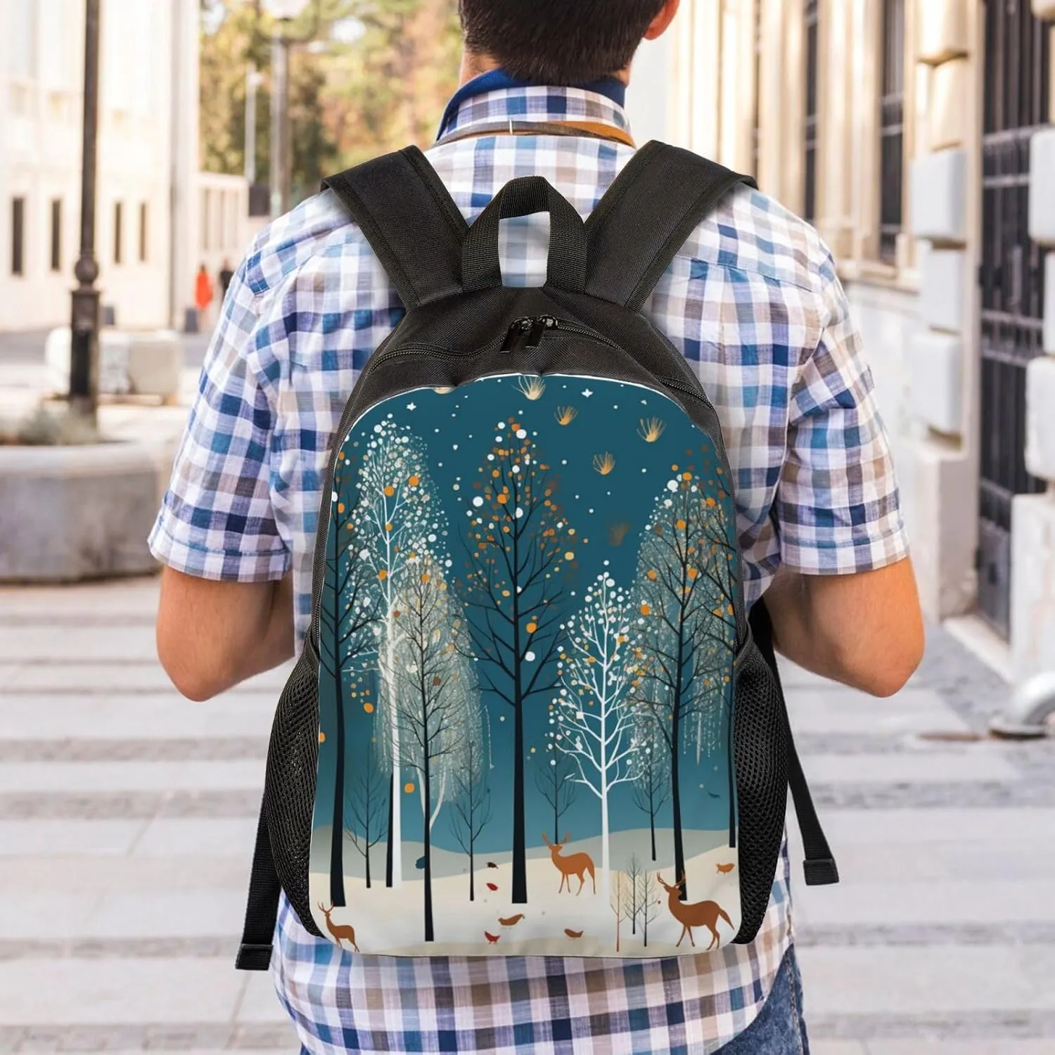 Backpack Merry Christmas Birch Tree Travel Casual Laptop Backpack Waterproof Hiking Daypack For Men Women