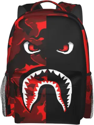 Backpack Shark Teeth Camo Backpacks Travel Laptop Daypack Big Capacity Bookbag Fashion Durable Back Pack for Men and Women-StyleXI