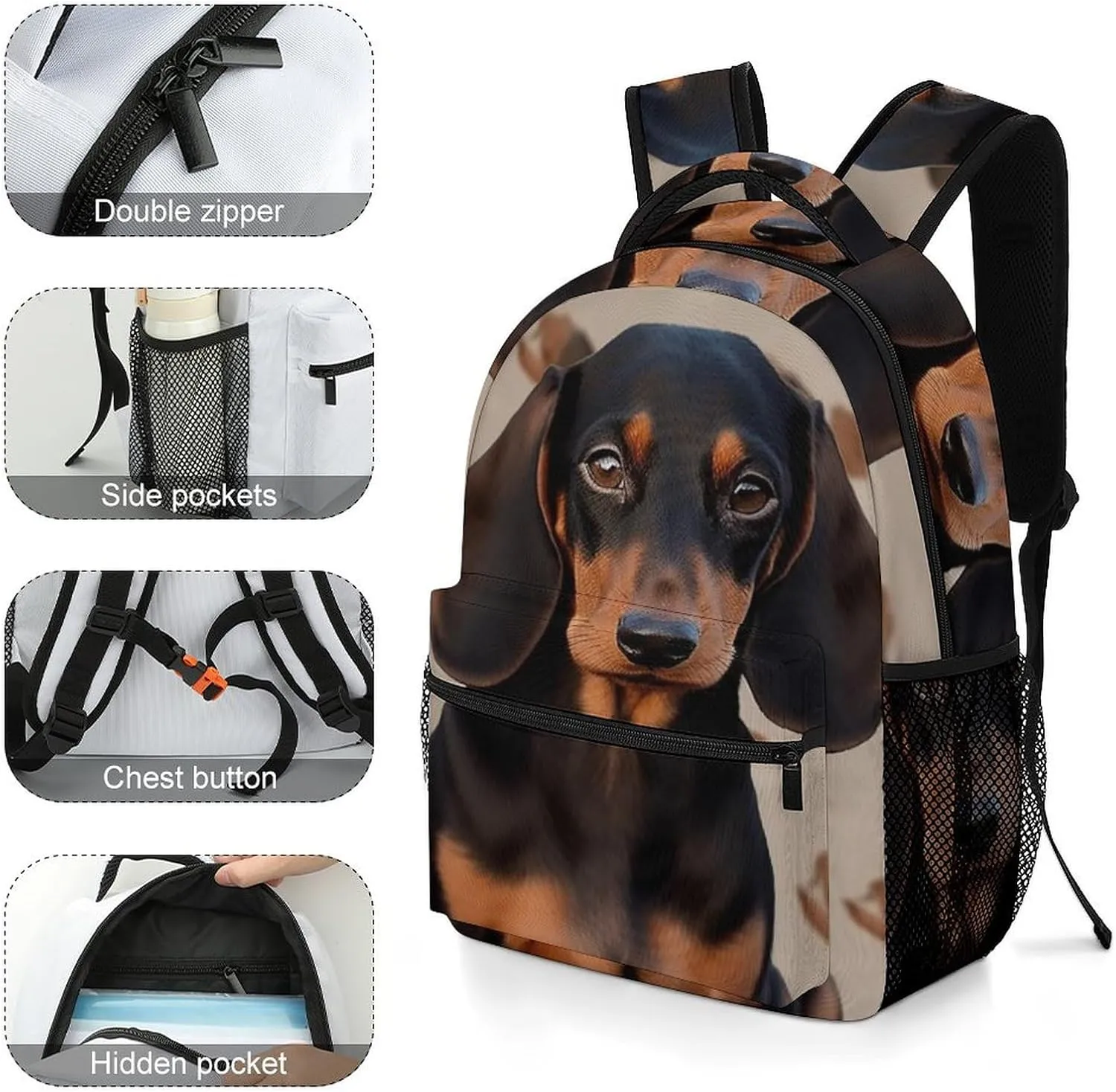 Backpacks Dachshund Dog Travel Bag Laptop Backpack Casual Daypack for Weekender Business Hiking