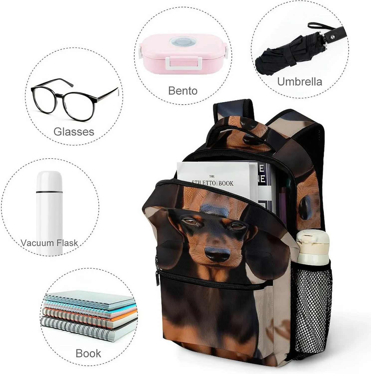 Backpacks Dachshund Dog Travel Bag Laptop Backpack Casual Daypack for Weekender Business Hiking