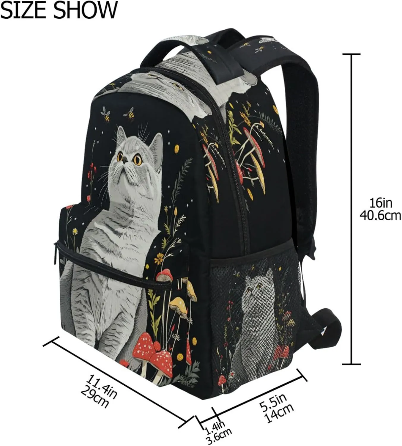Backpacks for Men Women Waterproof Stylish Travel Bags with Chest Strap Gift Men & Women Aesthetic British Shorthair Cats Black