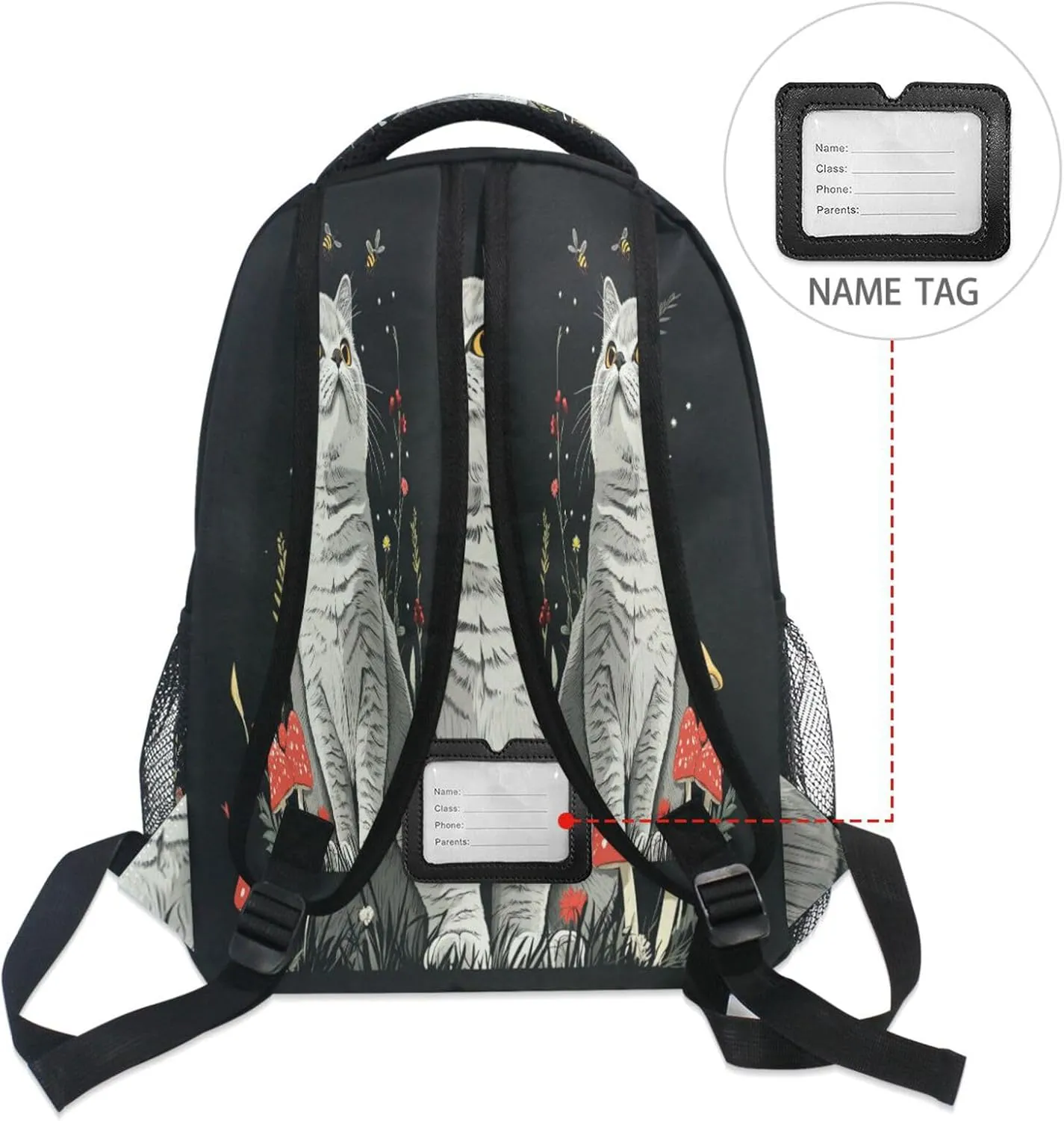 Backpacks for Men Women Waterproof Stylish Travel Bags with Chest Strap Gift Men & Women Aesthetic British Shorthair Cats Black