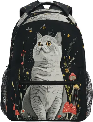 Backpacks for Men Women Waterproof Stylish Travel Bags with Chest Strap Gift Men & Women Aesthetic British Shorthair Cats Black