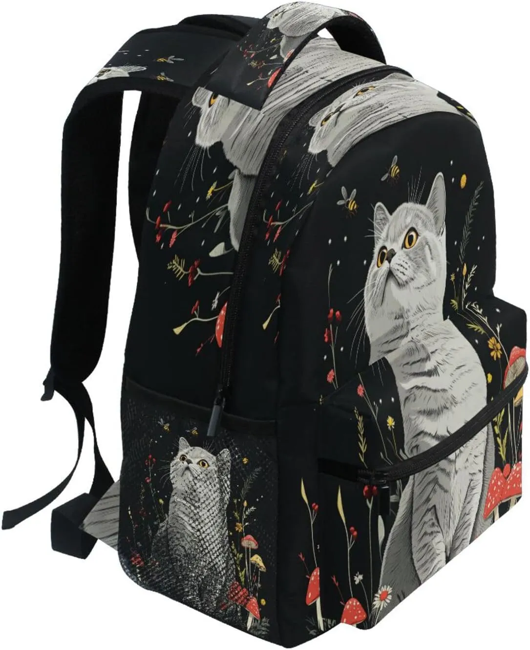 Backpacks for Men Women Waterproof Stylish Travel Bags with Chest Strap Gift Men & Women Aesthetic British Shorthair Cats Black