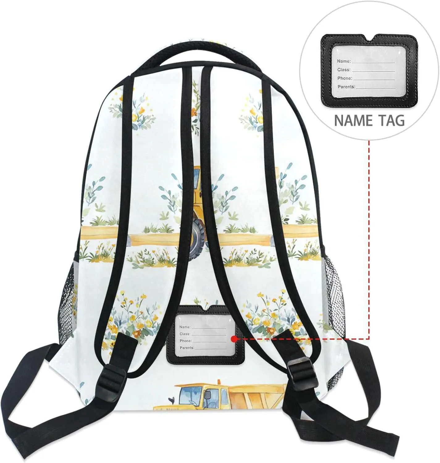 Backpacks for Teacher Nurse Fashion Diaper Bag Backpack with Chest Strap for Business Work College Travel Trip Construction Truck Cartoon Grader