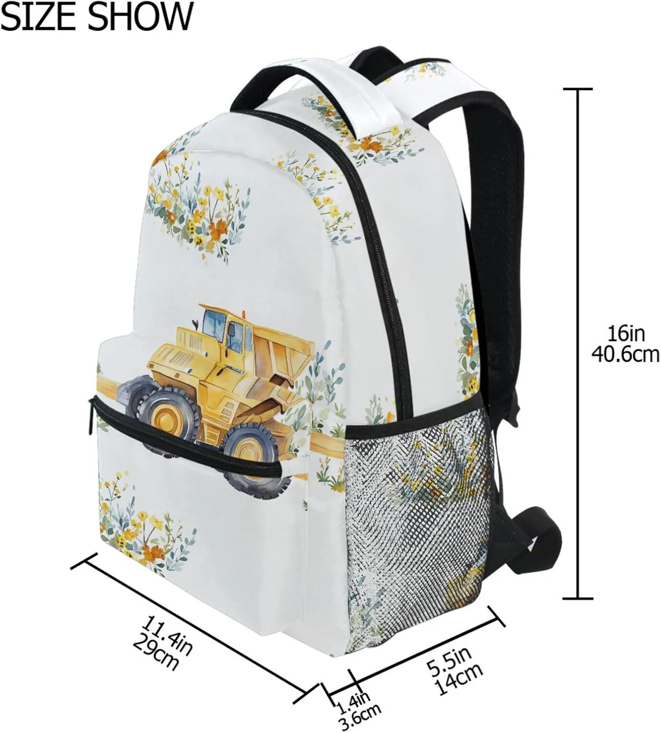 Backpacks for Teacher Nurse Fashion Diaper Bag Backpack with Chest Strap for Business Work College Travel Trip Construction Truck Cartoon Grader