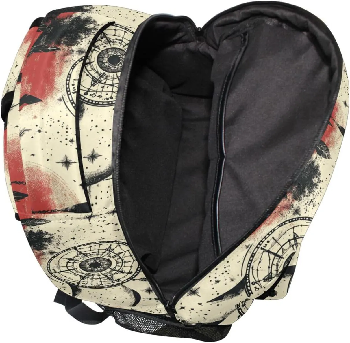 Backpacks for Teens Boys Girls Waterproof Diaper Bag Backpack with Chest Strap for College Work Western Cowboy Star Dream Catcher Tribal Star Tribal Yellow Moon Sunset Black and Red