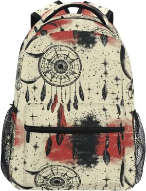 Backpacks for Teens Boys Girls Waterproof Diaper Bag Backpack with Chest Strap for College Work Western Cowboy Star Dream Catcher Tribal Star Tribal Yellow Moon Sunset Black and Red