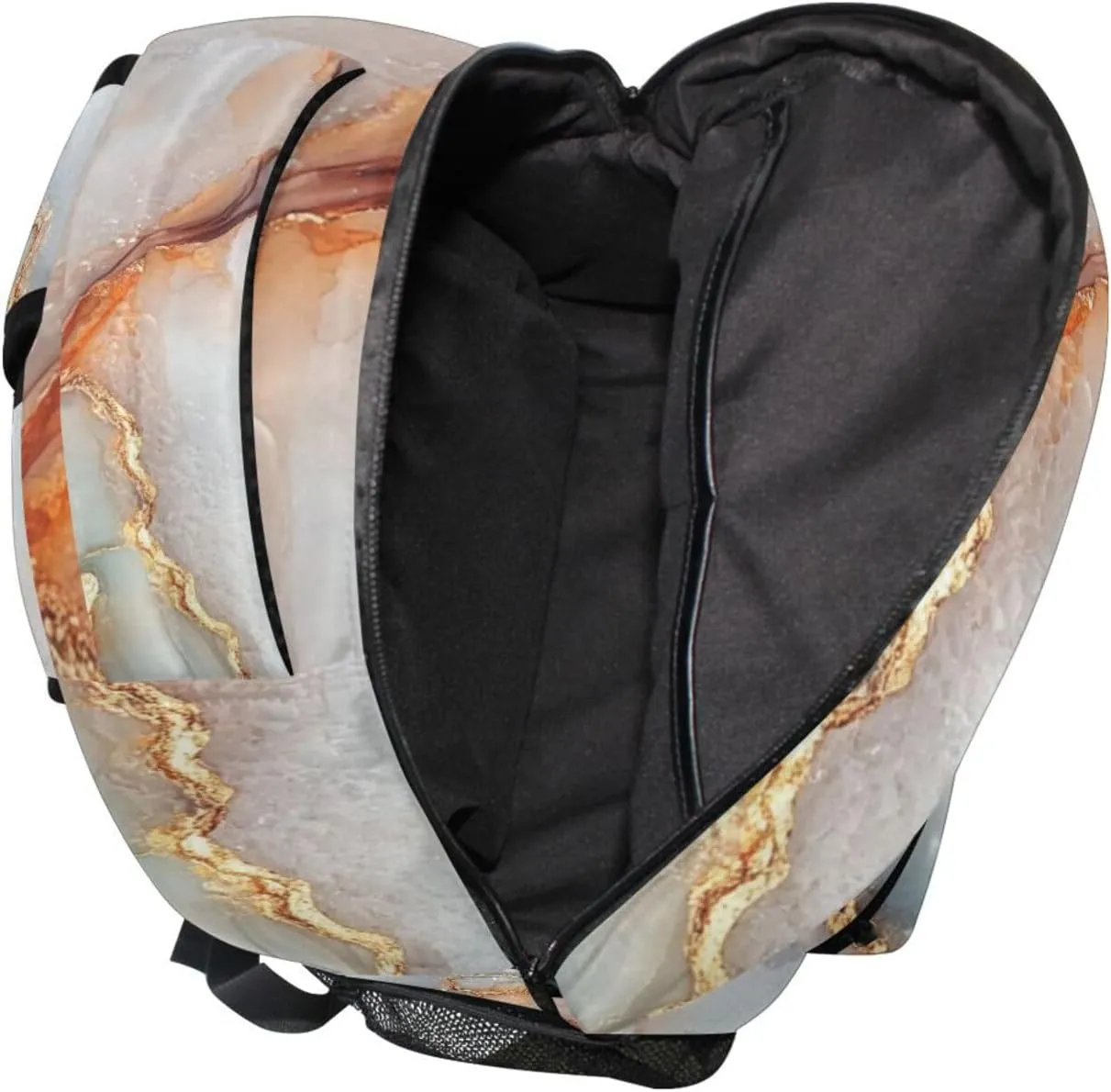 Backpacks for Unisex Adult Waterproof Carry On Backpacks with Chest Strap for Business Work College Travel Trip Marble White Rose Gold