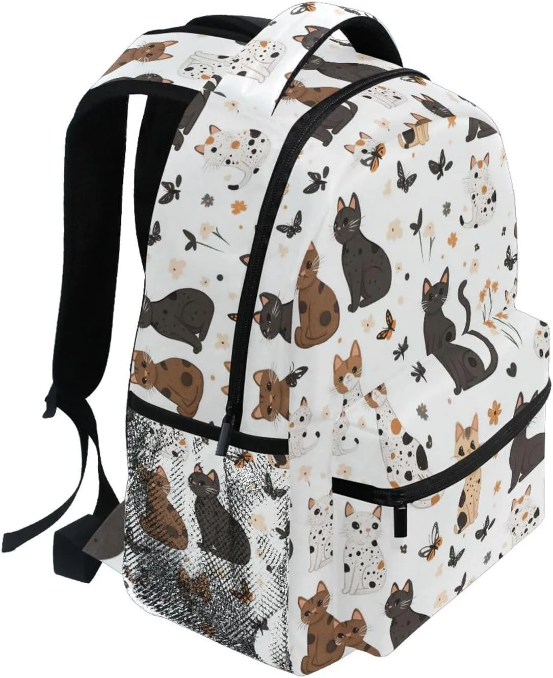 Backpacks for Women Men Waterproof Diaper Bag Backpack with Chest Strap for Business Work College Travel Trip Cartoon Cute Ocicat Cats White