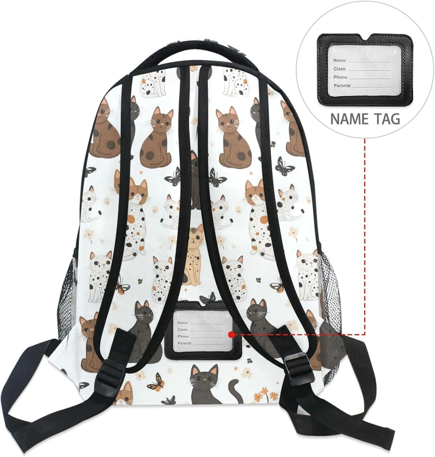 Backpacks for Women Men Waterproof Diaper Bag Backpack with Chest Strap for Business Work College Travel Trip Cartoon Cute Ocicat Cats White