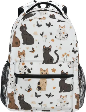 Backpacks for Women Men Waterproof Diaper Bag Backpack with Chest Strap for Business Work College Travel Trip Cartoon Cute Ocicat Cats White