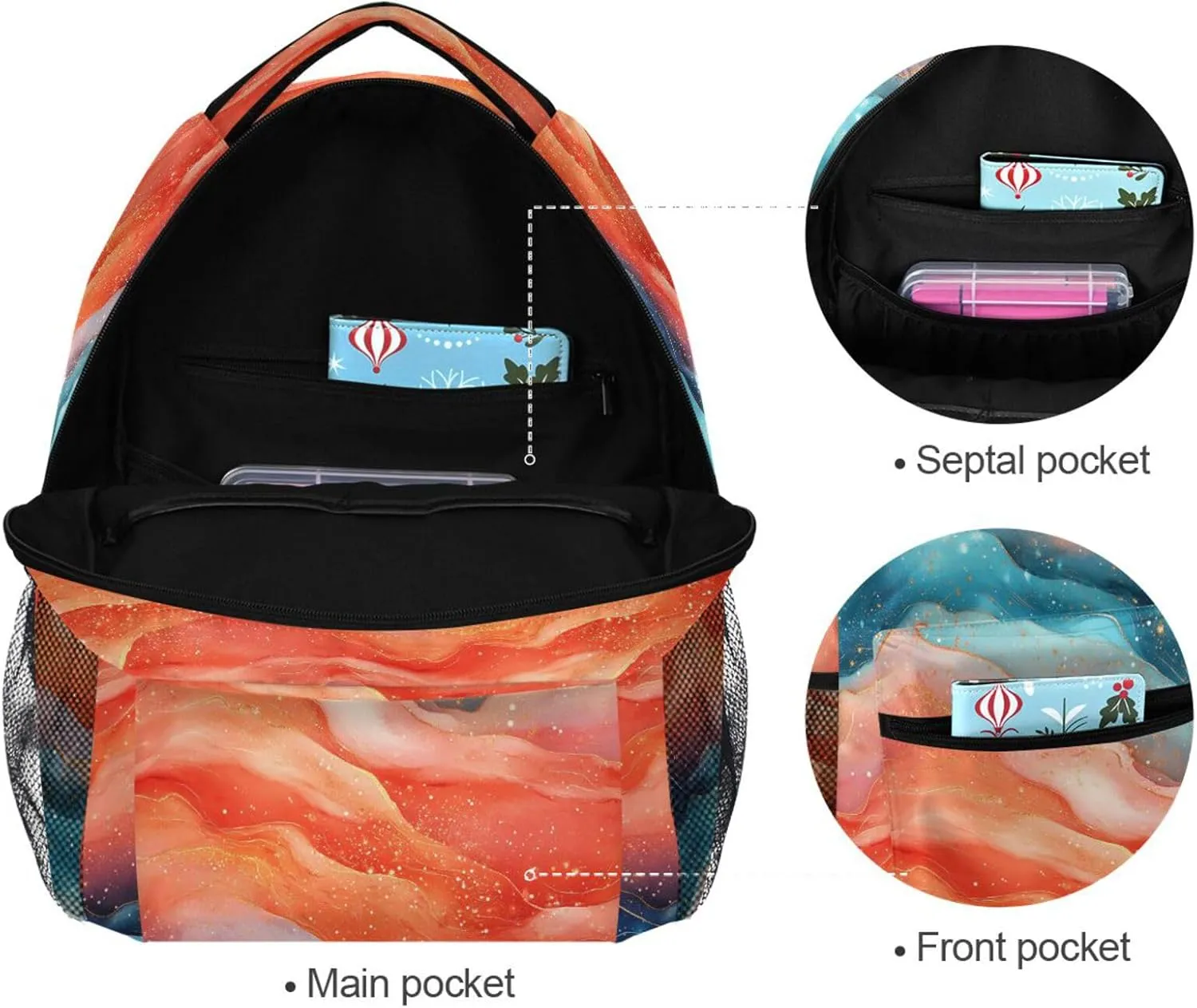 Backpacks for Women Men Waterproof Outdoor Backpack with Chest Strap Gift Men & Women Peach Turquoise Red