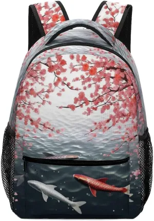 Backpacks Swimming with Cherry Blossom Travel Bag Laptop Backpack Casual Daypack for Weekender Business Hiking