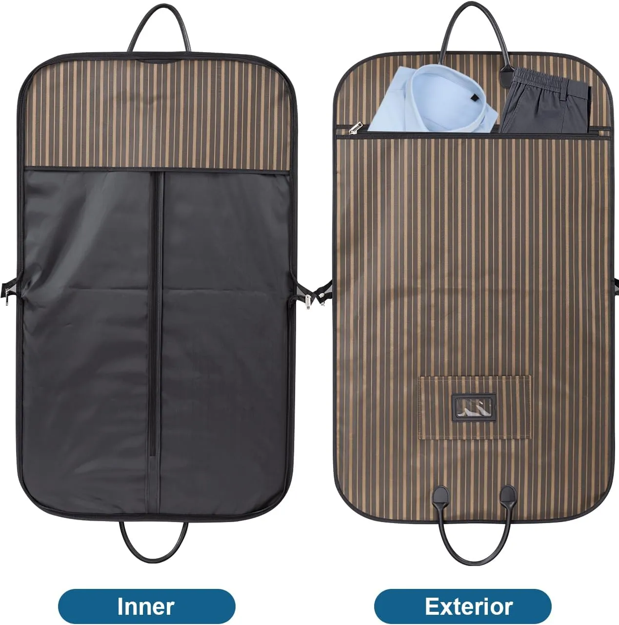 BAG WIZARD Suit Bag for Travel 40" Foldable Carry on Garment Bags for Men Waterproof Suit Carrier with Luggage Trolley Sleeve, Gold