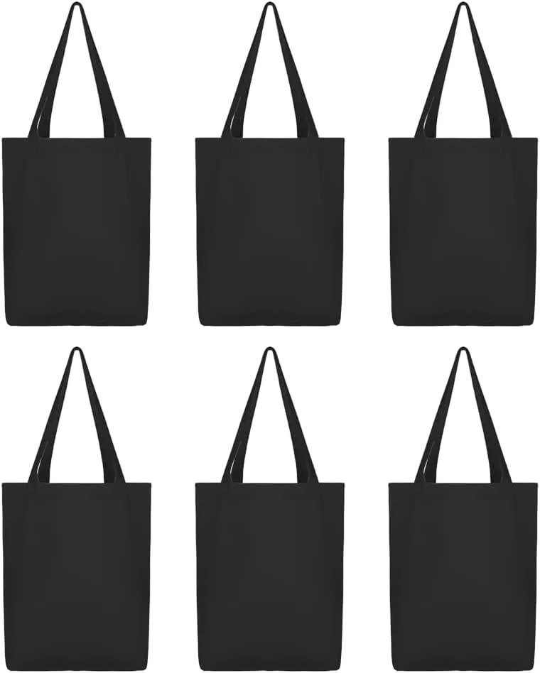 bagand Canvas Tote Bag with Handle for Women 2-6-10 Pack 100% Cotton, Reusable Grocery Shopping Totes Eco Friendly Cloth Bags