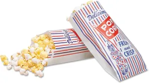 Bagcraft Pinch-Bottom Paper Popcorn Bag, 4 x 1.5 x 8, Blue/Red/White, Paper, 1,000/Carton
