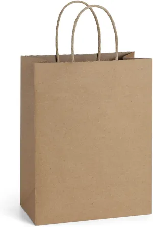BagDream 25Pcs Brown Gift Bags 8x4.25x10.5 Kraft Paper for Gifts, Shopping Retail Merchandise Grocery Sacks, Brown Paper Bags with Handles Bulk Medium