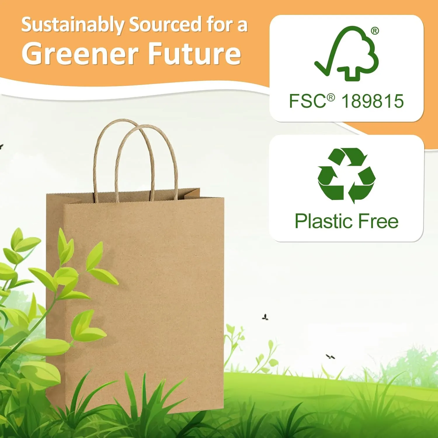 BagDream 25Pcs Brown Gift Bags 8x4.25x10.5 Kraft Paper for Gifts, Shopping Retail Merchandise Grocery Sacks, Brown Paper Bags with Handles Bulk Medium