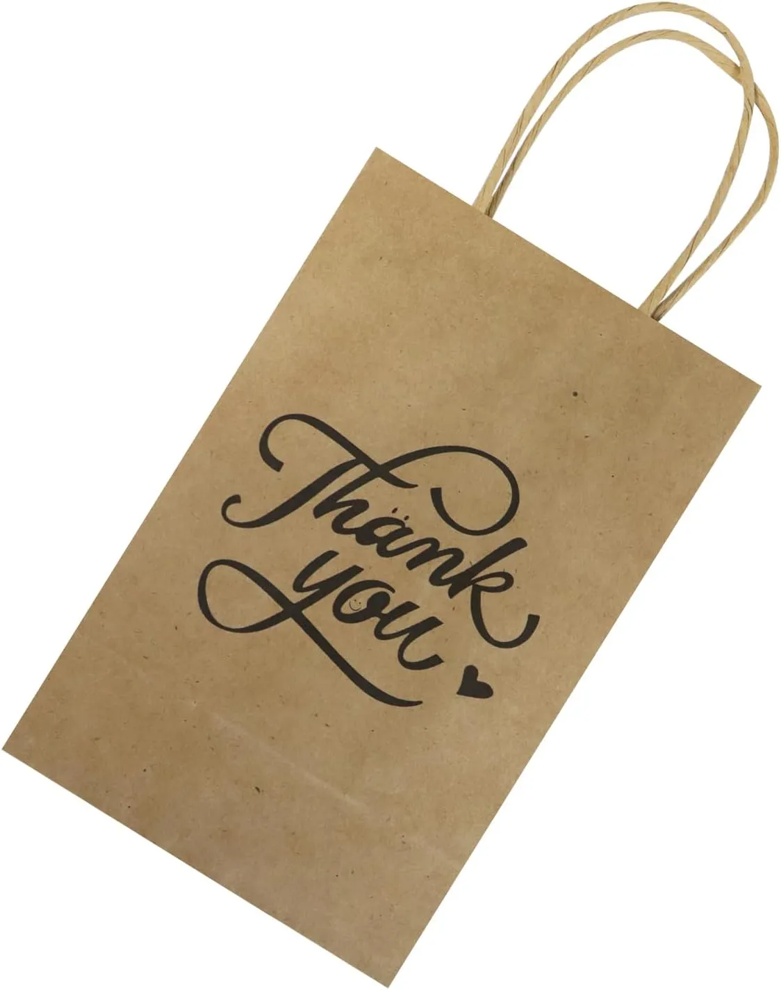 bagmad 100 Pack 5.25x3.25x8 Inch Small Brown Paper Gift Bags with Handles Bulk, Thank You Kraft Paper Bags for Party Favors Grocery Retail Shopping Wedding Craft Cub Sacks (Plain Natural, 100pcs)