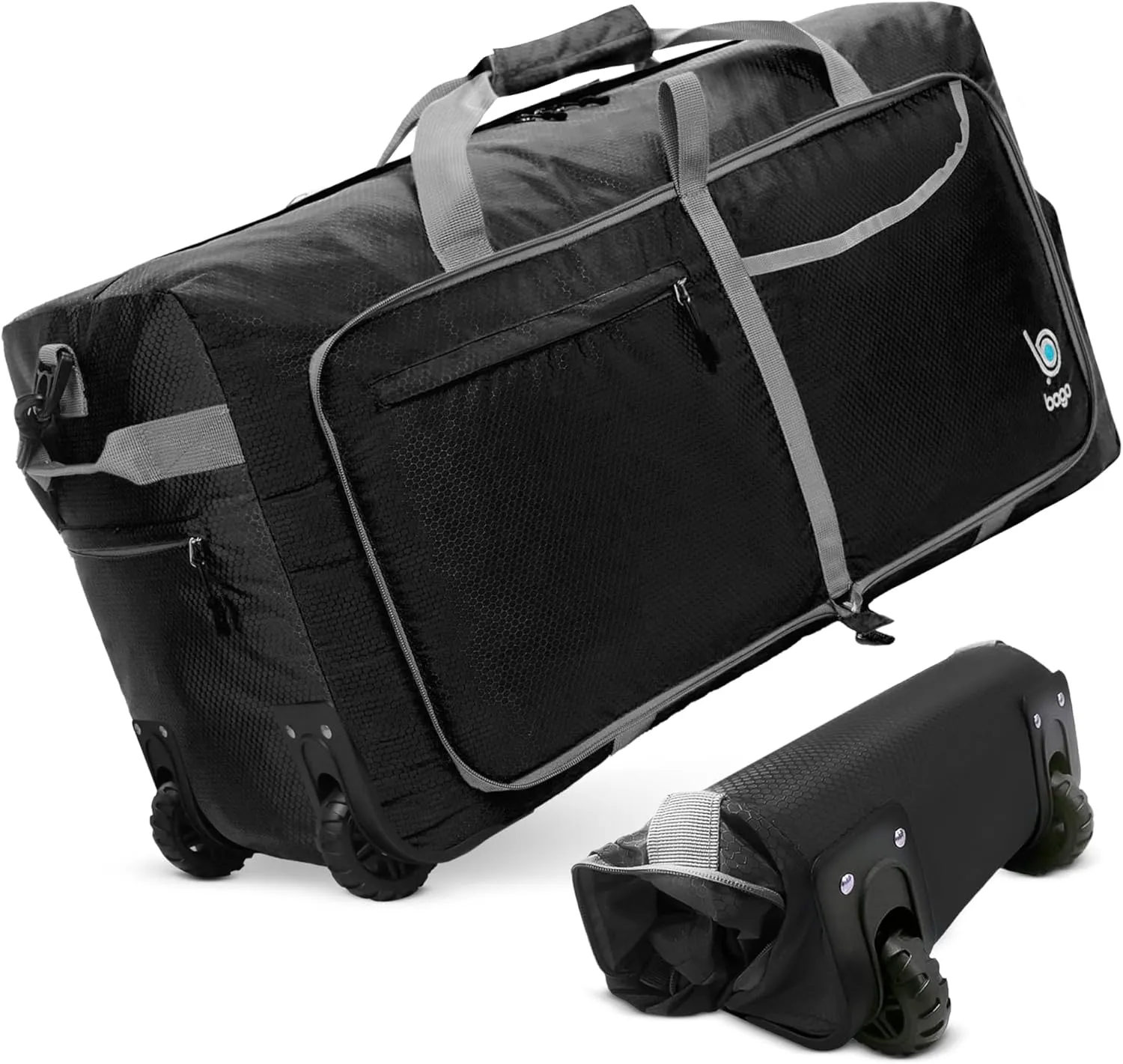Bago Rolling Duffle Bag with Wheels - 27" 80L Foldable Weekender Bag, Waterproof Travel Duffel Bag, Heavy Duty lightWeight Duffle Bag for Traveling, Rolling Duffel Bag with Wheels (Black2023)