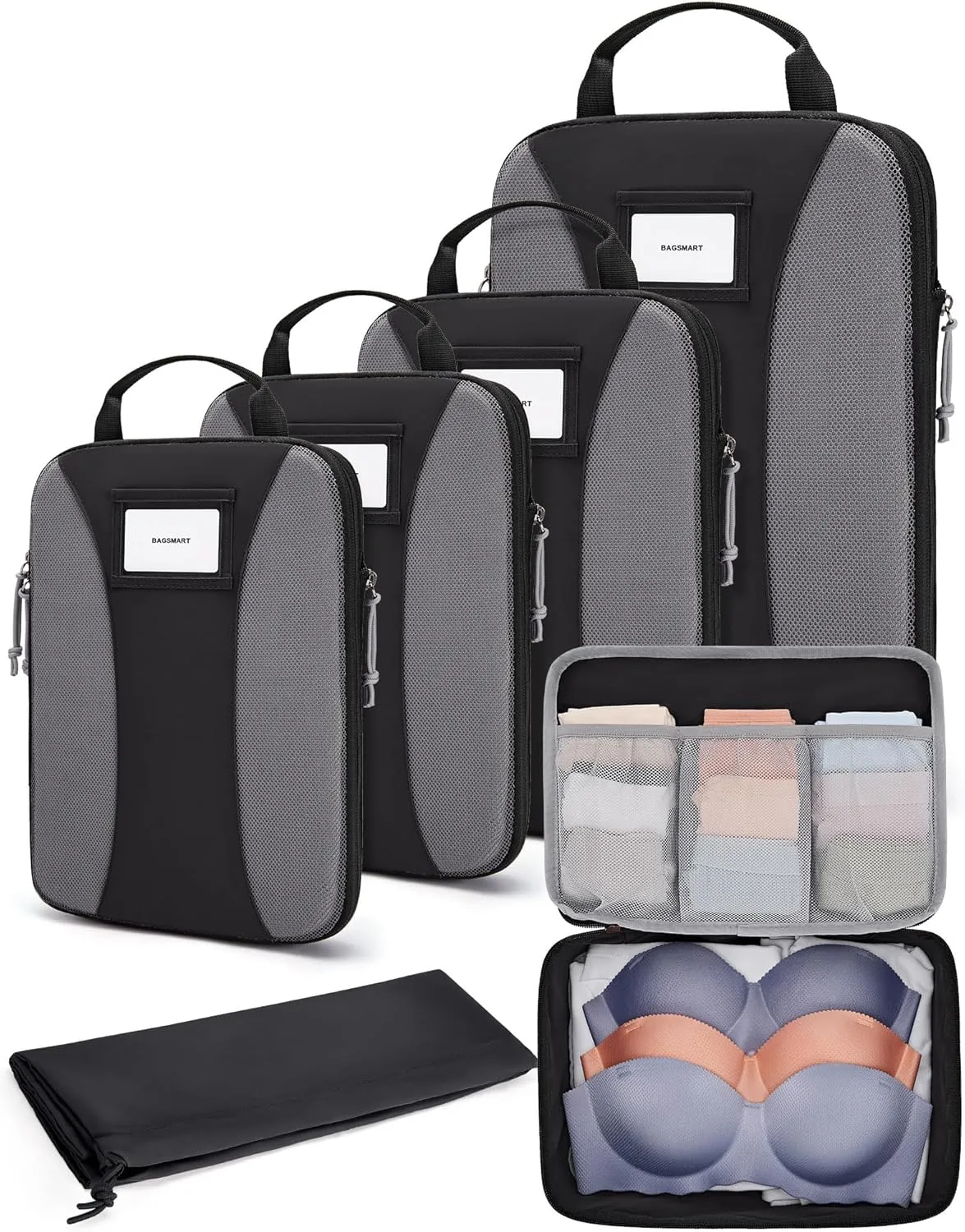 BAGSMART Compression Packing Cubes, 6 PCS Packing Cubes for Suitcases, Travel Bags Organizer for Luggage, Lightweight Packing Cube for Travel Essentials