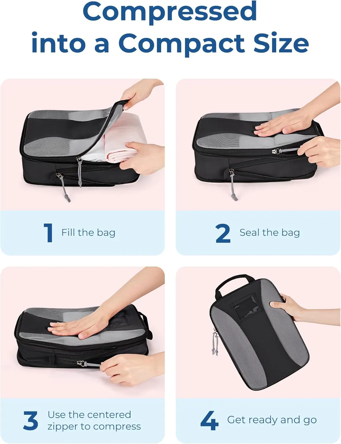 BAGSMART Compression Packing Cubes, 6 PCS Packing Cubes for Suitcases, Travel Bags Organizer for Luggage, Lightweight Packing Cube for Travel Essentials