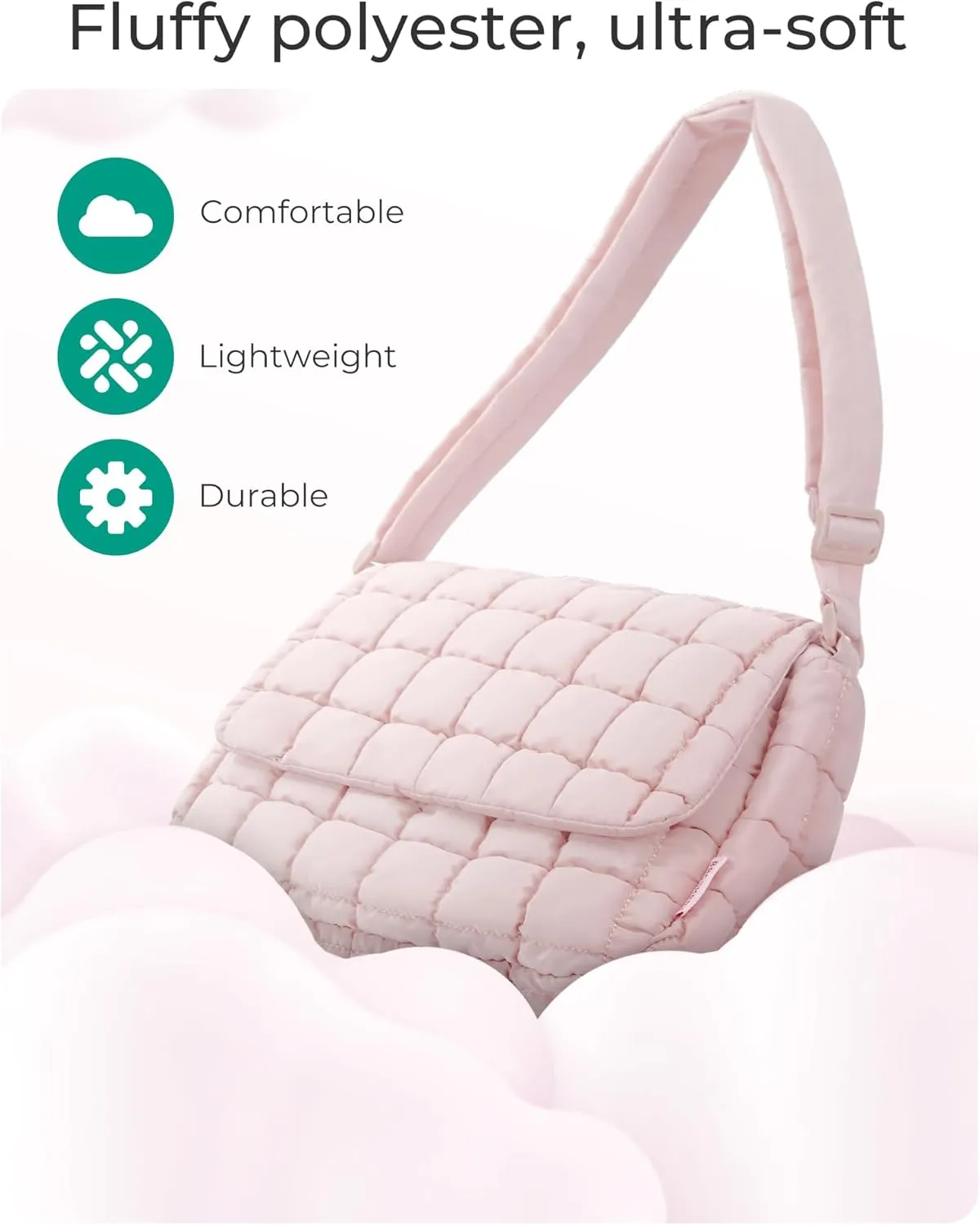 BAGSMART Lightweight Crossbody Bags for Women, Quilted Puffer Cross body Purse with Adjustable Strap
