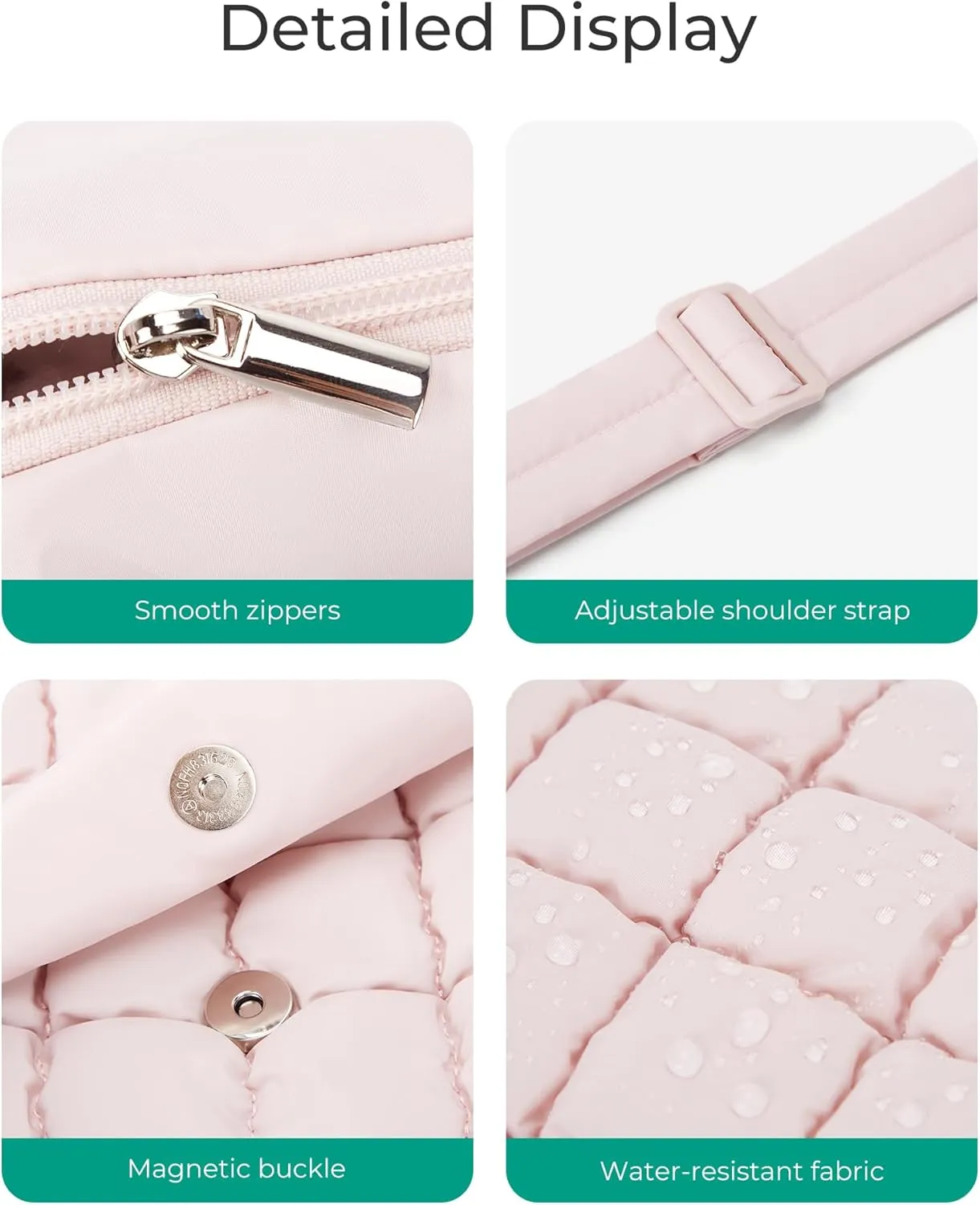 BAGSMART Lightweight Crossbody Bags for Women, Quilted Puffer Cross body Purse with Adjustable Strap