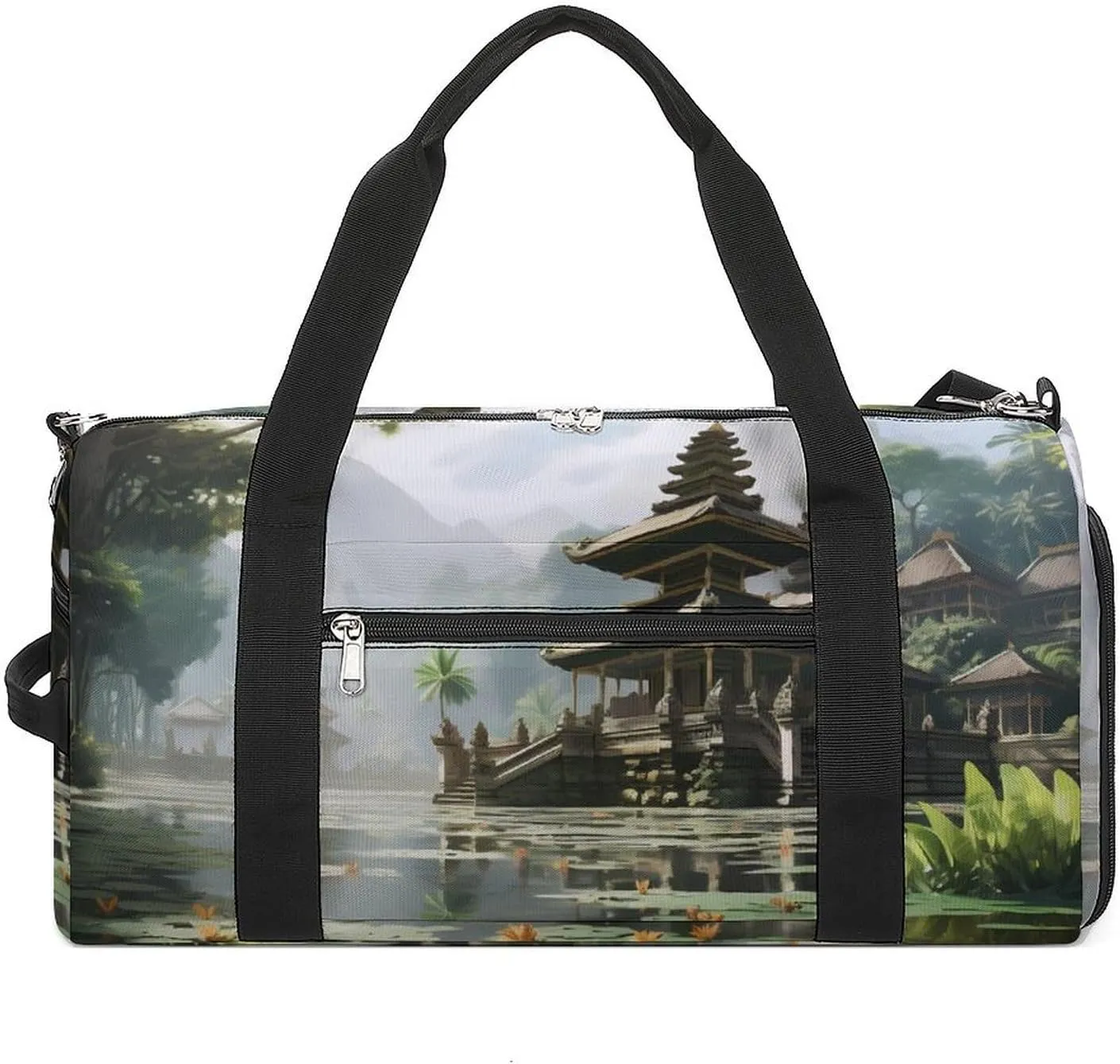 Balinese Temple Sports Gym Bag Lightweight Travel Duffel Bag Workout Bags Casual Weekender Bag for Men Women